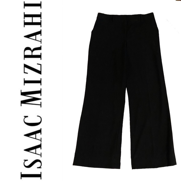ISAAC MIZRAHI mid rise wide leg black trousers - Picture 1 of 6
